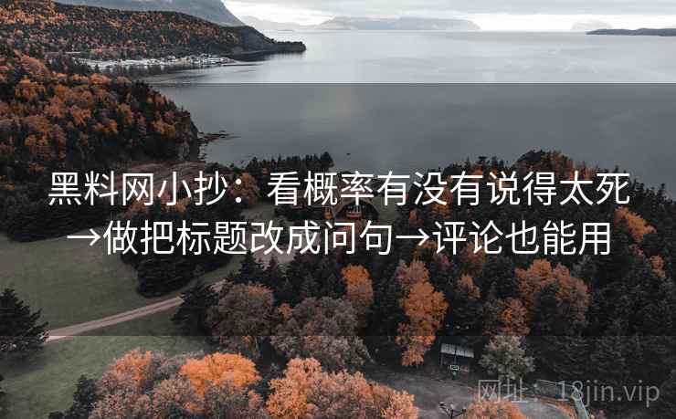 黑料网小抄：看概率有没有说得太死→做把标题改成问句→评论也能用